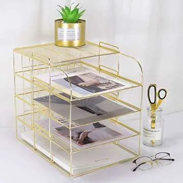 LEORISO Stackable Letter Tray - Modern Desk Organizer