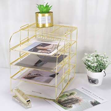 LEORISO Stackable Letter Tray - Modern Desk Organizer