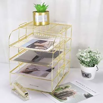 LEORISO Stackable Letter Tray - Modern Desk Organizer