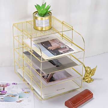 LEORISO Stackable Letter Tray - Modern Desk Organizer