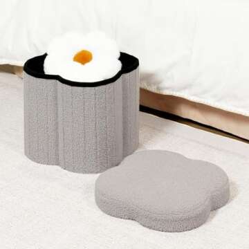 B FSOBEIIALEO Storage Ottoman Cube, Flowers Shaped Ottomans with Storage Foot Stool Footrest for Lvi...