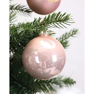 Elegant Pink Glass Christmas Ornaments Set of 9 for Holiday