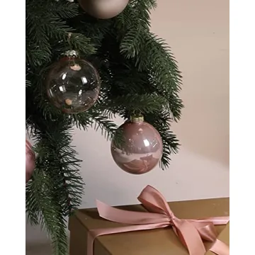 Elegant Pink Glass Christmas Ornaments Set of 9 for Holiday