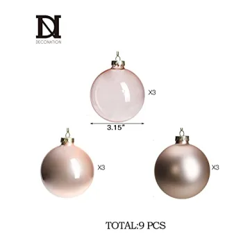 Elegant Pink Glass Christmas Ornaments Set of 9 for Holiday