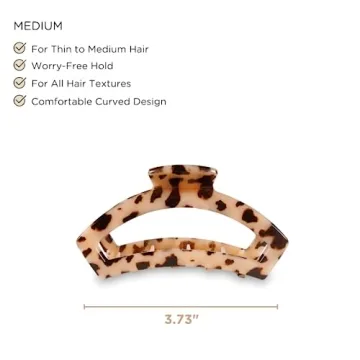 TELETIES Stylish Open Claw Clip for Thin to Medium Hair