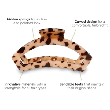 TELETIES Stylish Open Claw Clip for Thin to Medium Hair