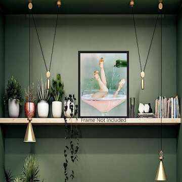 Funky Pink Bathroom Decor - Vintage Glam Wall Art Prints