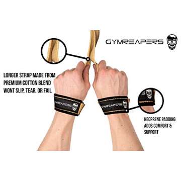 Gymreapers Lifting Wrist Straps for Weightlifting, Bodybuilding, Powerlifting, Strength Training, & ...