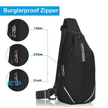 WATERFLY Small Crossbody Sling Backpack Anti Theft Backpack for Traveling Chest Bags for Men&Women M...
