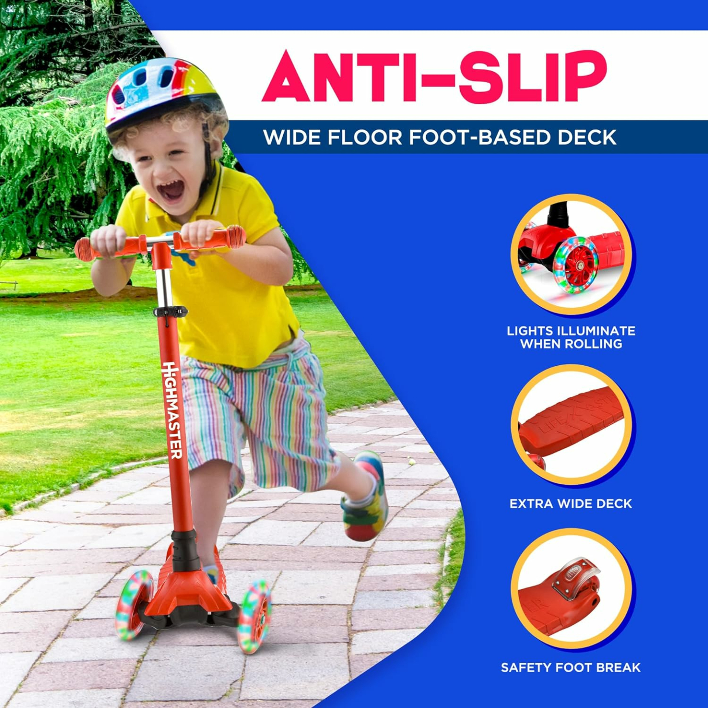 Kids 3 Wheel Scooter with LED Lights for Safety