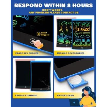 bravokids 2 Pack LCD Writing Tablet with Stylus, 8.5 inch Colorful Doodle Board Drawing Pad for Kids, Travel Games Activity Learning Toys, Birthday Gift for Age 3 4 5 6 7 8 Year Old Boys Girls