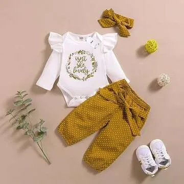 Baby Girl Clothes 6-9 Months Infant Clothes Fall/Winter Baby Girl Outfits White Long Sleeve Romper Polka Dot Pants Set 6 9-12 Months Girl Clothes