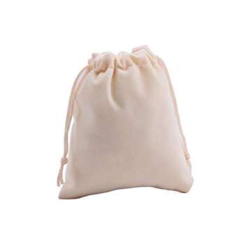 Sansam 20pcs Cream Drawstrings Velvet Gift Bags Velvet Jewelry Pouches for Wedding Favors, Candy Bags, Party Favors, 5.2x7.2''