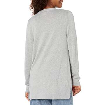 Amazon Essentials Women's Lightweight Open-Front Cardigan Sweater (Available in Plus Size), Light Grey Heather, Large
