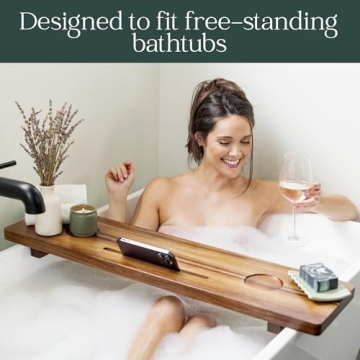 Premium Acacia Wood Bath Tray Adjustable Anti-Tip Design