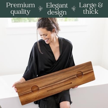 Premium Acacia Wood Bath Tray Adjustable Anti-Tip Design