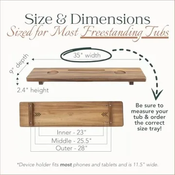 Premium Acacia Wood Bath Tray Adjustable Anti-Tip Design