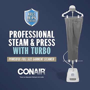 Conair Full Size Garment Steamer for Clothes, Turbo ExtremeSteam 1875W Professional Steam and Press