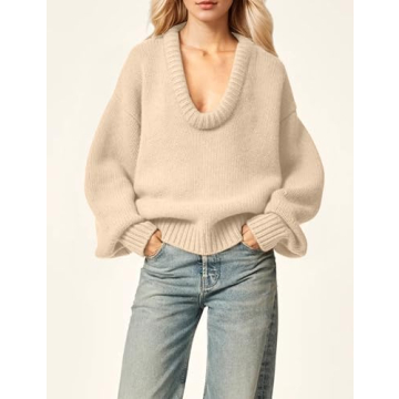Livtany Women’s Oversized Deep V Neck Sweater for Comfort