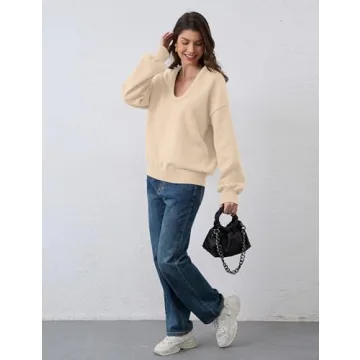 Livtany Women’s Oversized Deep V Neck Sweater for Comfort