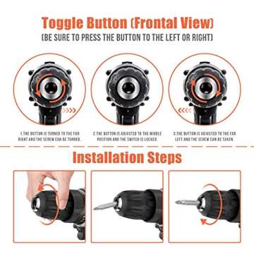 jar-owl 16.8V Tool Kit with Drill, 247 In-lb Torque, 0-1300RMP Variable Speed, 10MM 3/8'' Keyless Chuck, 18+1 Clutch, 1.3Ah Li-Ion Battery & Charger for Home Tool Kit