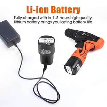 jar-owl 16.8V Tool Kit with Drill, 247 In-lb Torque, 0-1300RMP Variable Speed, 10MM 3/8'' Keyless Chuck, 18+1 Clutch, 1.3Ah Li-Ion Battery & Charger for Home Tool Kit