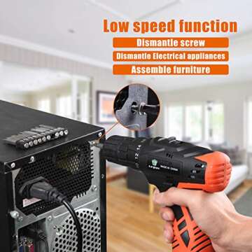 jar-owl 16.8V Tool Kit with Drill, 247 In-lb Torque, 0-1300RMP Variable Speed, 10MM 3/8'' Keyless Chuck, 18+1 Clutch, 1.3Ah Li-Ion Battery & Charger for Home Tool Kit