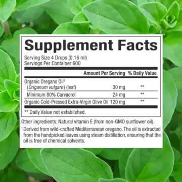 Natural Factors Certified Organic Oil of Oregano, Herbal Supplement for Immune Support, Vegan, Non-G...