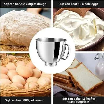 6QT Stainless Steel Mixing Bowl for KitchenAid Stand Mixers