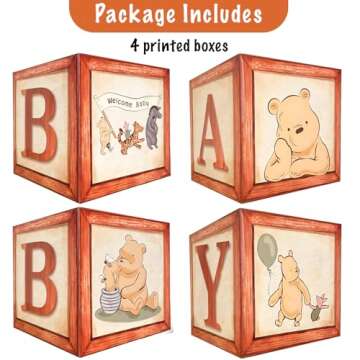 Sweet Baby Classic Winnie Pooh Baby Shower Decorations Boxes Vintage Theme Bear Wooden Party Decor Table Centerpieces Background Decoration Gender Neutral