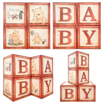 Sweet Baby Classic Winnie Pooh Baby Shower Decorations Boxes Vintage Theme Bear Wooden Party Decor Table Centerpieces Background Decoration Gender Neutral