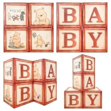 Sweet Baby Classic Winnie Pooh Baby Shower Decorations Boxes Vintage Theme Bear Wooden Party Decor Table Centerpieces Background Decoration Gender Neutral