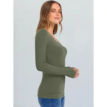 ANRABESS V Neck Ribbed Knit Women's Shirt for Fall