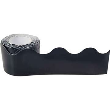 Teacher Created Resources Black Scalloped Rolled Border Trim - 50ft - Decorate Bulletin Boards, Walls, Desks, Windows, Doors, Lockers, Schools, Classrooms, Homeschool & Offices