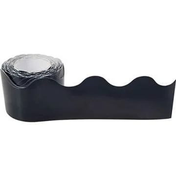 Teacher Created Resources Black Scalloped Rolled Border Trim - 50ft - Decorate Bulletin Boards, Walls, Desks, Windows, Doors, Lockers, Schools, Classrooms, Homeschool & Offices