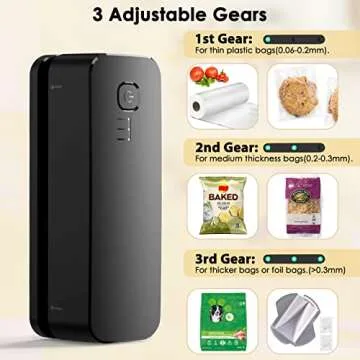 FEPPO Mini Bag Sealer, Bag Sealer Heat Seal Rechargeable Quick Seal Bags Machine, 3 Adjustable Gears Chip Bag Sealer with 3000mAh Battery 3.9" Heating Strip For Snack Bags Mylar Bags Food Storage