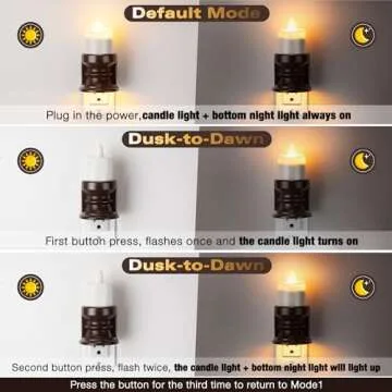 Meonum 2 Pcs Flameless Candle Night Light Plug into Wall, LED Motion Sensor Dusk to Dawn Nightlight Farmhouse Vintage Rustic Flicker Night Light for Adults Decorative Bedroom Bathroom Kitchen Hallway