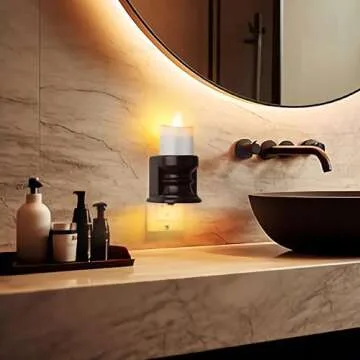 Meonum 2 Pcs Flameless Candle Night Light Plug into Wall, LED Motion Sensor Dusk to Dawn Nightlight Farmhouse Vintage Rustic Flicker Night Light for Adults Decorative Bedroom Bathroom Kitchen Hallway