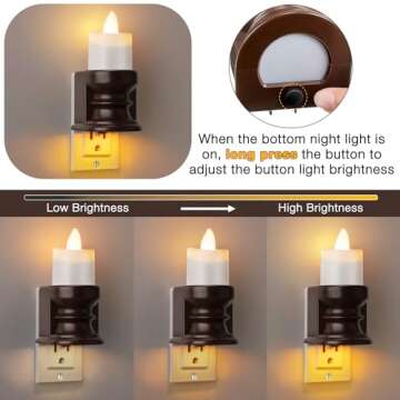 Meonum 2 Pcs Flameless Candle Night Light Plug into Wall, LED Motion Sensor Dusk to Dawn Nightlight Farmhouse Vintage Rustic Flicker Night Light for Adults Decorative Bedroom Bathroom Kitchen Hallway