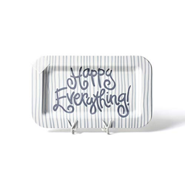 Happy Everything Stone Skinny Stripe Mini Rectangle Platter - Modern Ceramic Serveware