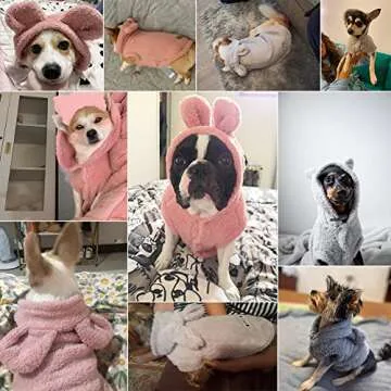 Flutnel Windproof Dog Hoodie Pink Dog Sweaters for Dog Pajamas Winter Warm Dog Coat Cold Weather Dog Jacket Puppy Small Medium Dog Clothes