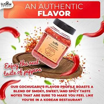 Fusion Select Korean Premium Non-GMO Gluten Free Red Chili Pepper Flakes Powder, Crushed Red Pepper Premium Gochugaru For Kimchi Seasoning, Chicken, Pork, Fish, Vegetables Hot Pepper Flakes (6 Oz Jar)