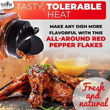 Fusion Select Korean Premium Non-GMO Gluten Free Red Chili Pepper Flakes Powder, Crushed Red Pepper Premium Gochugaru For Kimchi Seasoning, Chicken, Pork, Fish, Vegetables Hot Pepper Flakes (6 Oz Jar)