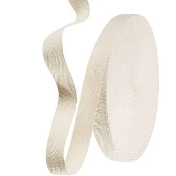 Cotton Twill Tape Ribbon 54.7 Yards Soft Natural Herringbone Webbing Roll Bias Binding Tape for DIY Crafts Sewing Knit, Beige