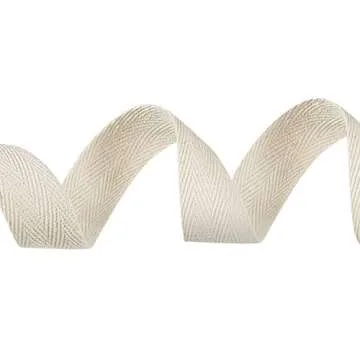 Cotton Twill Tape Ribbon 54.7 Yards Soft Natural Herringbone Webbing Roll Bias Binding Tape for DIY Crafts Sewing Knit, Beige