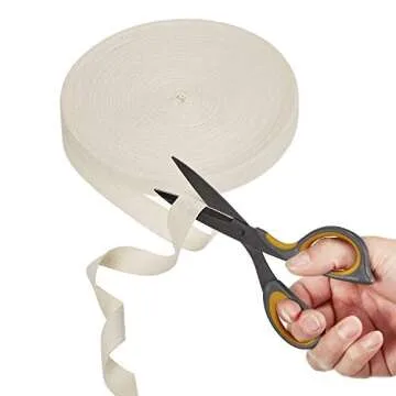 Cotton Twill Tape Ribbon 54.7 Yards Soft Natural Herringbone Webbing Roll Bias Binding Tape for DIY Crafts Sewing Knit, Beige