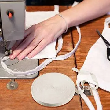 Cotton Twill Tape Ribbon 54.7 Yards Soft Natural Herringbone Webbing Roll Bias Binding Tape for DIY Crafts Sewing Knit, Beige