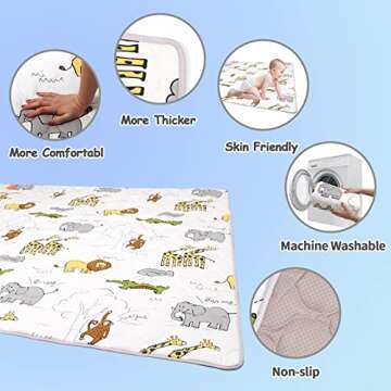 Dad-baby Baby Play Mat,59x59 Play Mat for Playpen,Playpen Mat 59x59, Large Thick Infant Play Mat for Floor Crawling with Ultra Soft Fabric, Non-Slip Cushioned Mats for Playing