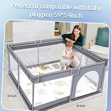 Dad-baby Baby Play Mat,59x59 Play Mat for Playpen,Playpen Mat 59x59, Large Thick Infant Play Mat for Floor Crawling with Ultra Soft Fabric, Non-Slip Cushioned Mats for Playing