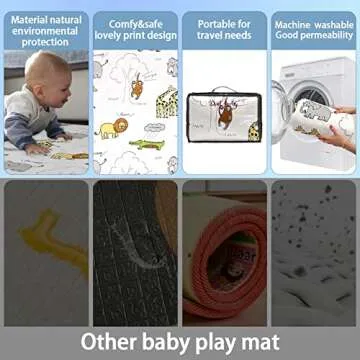 Dad-baby Baby Play Mat,59x59 Play Mat for Playpen,Playpen Mat 59x59, Large Thick Infant Play Mat for Floor Crawling with Ultra Soft Fabric, Non-Slip Cushioned Mats for Playing